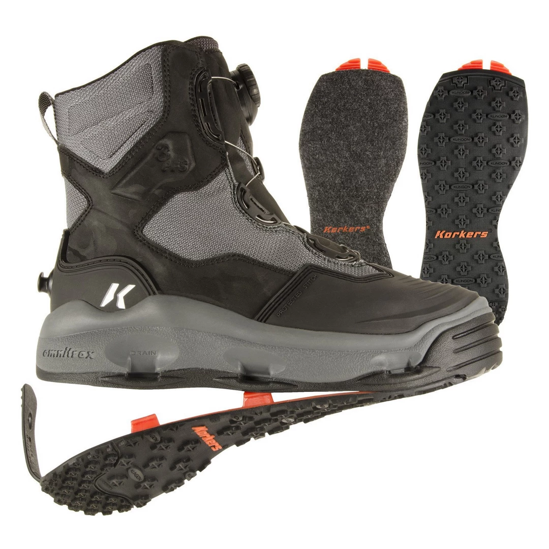 Korkers DarkHorse Wading Boots - Felt And Kling-On 1 Korkers DarkHorse Wading Boots - Felt And Kling-On